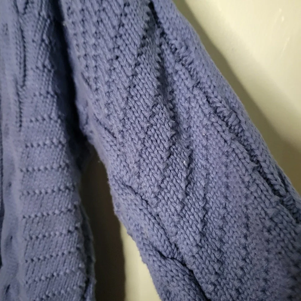 VTG Abercrombie & Fitch Men's Fisherman Chunky Cable Knit Sweater Blue Med *Flaw